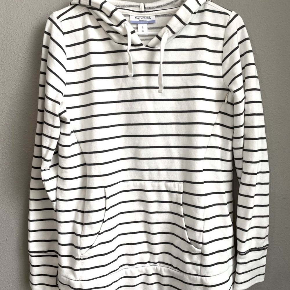Motherhood Terry Striped Nursing Hoodie